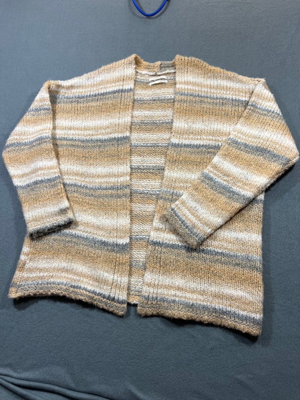 Anthropologie Moira Striped Open Front Cardigan Knit Sweater L Large